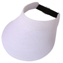 Stylish Airy Straw Headwear Sun Guard Adjustable Face-White