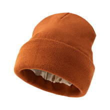 Fashionable Oversized Satins Knit Cap Warm-Caramel Color