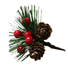 Tallos de agujas de pino reutilizables para decoraciones navideñas artesanales, palillos de pino con bayas rojas para adornos vibrantes de coronas