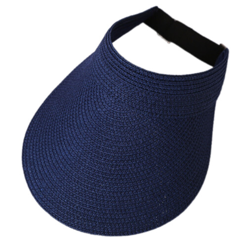 Straw Sun Hat Sun Guard Technology Slim Face Effect-Navy blue