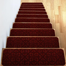 Stair Treads 30x8in Non Slip Mats for Wooden Steps Kids Safety Washable Durable Wine Red 5pcs