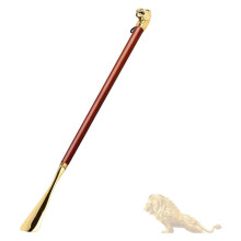 Long Handle Metal Shoehorn 58cm Gold with Ergonomic Design and Storage Bag for Boots and Seniors