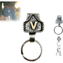 Western Men Key Holder Keychain Quick Detach Letter Design-V