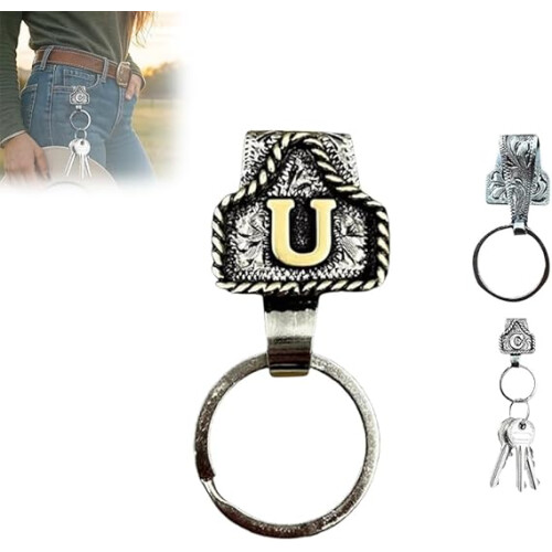 Multiuse Key Holder Letter Design Keychain Metal KeyRing-U