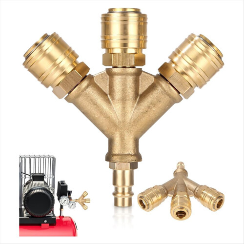 Compressed Air Distributor Triple with Couplings, NW 7.2 1/4AG Hose Qu 2