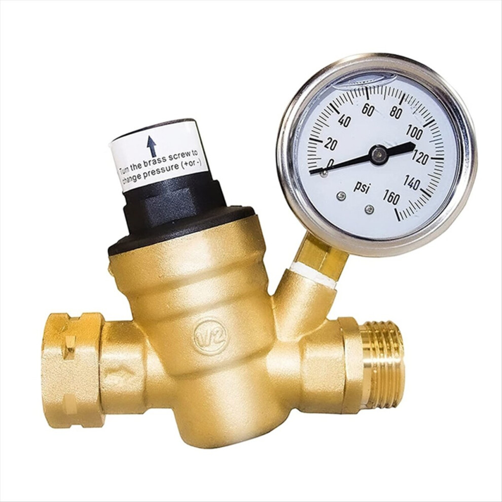 Rv Water Pressure Regulator Valve Brass With Gauge And Inlet Screened 4852735146531