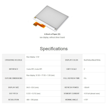 4,2-Zoll-E-Paper-E-Ink-Displaymodul (G), 400 x 300, Rot/Gelb/Schwarz