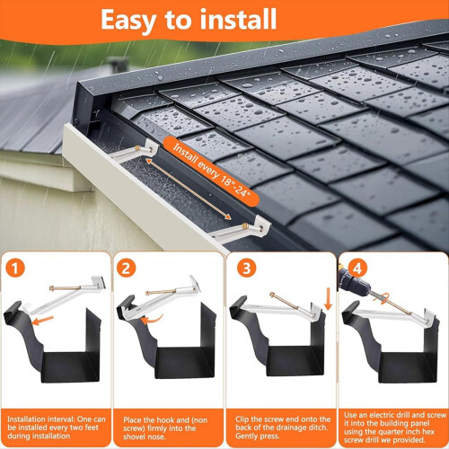 28-Pack Concealed Gutter Brackets, Sturdy Rain Brackets with Screws an 2