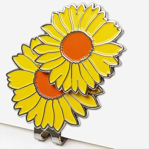 Removable Yellow Flower Pattern Golf Cap Clip with Small Magnetic Mark 2