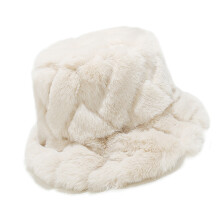 Fashionable Winter Fleece Bucket Hat Thermal Insulated-White