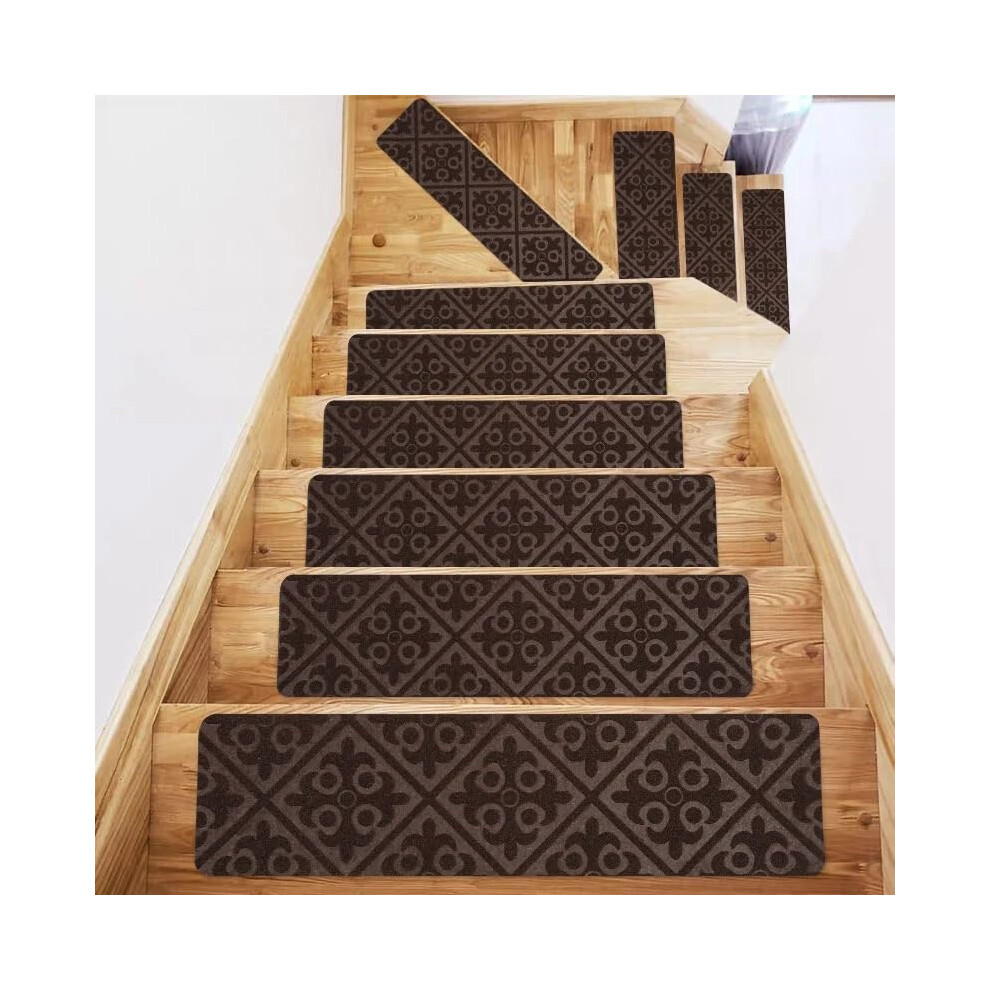 76X20cm Non Slip Self Adhesive Carpet Stair Treads For Wooden Steps, Washable 3Pcs Set 9119770517333