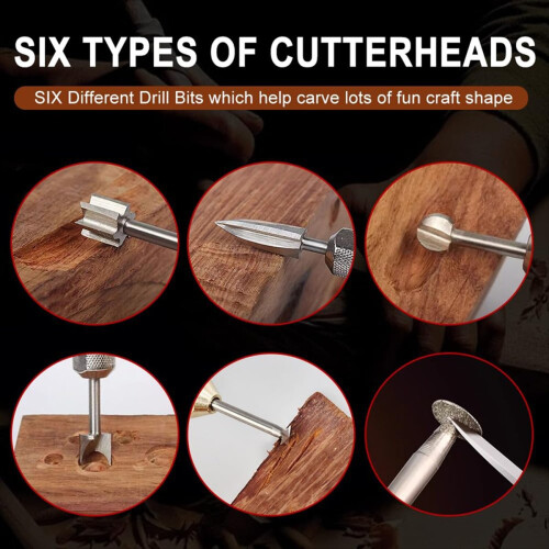 Wood Carving Tools Set 6 Different Drill Bits DIY Crafts Shape 3mm Sha 2