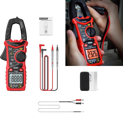 HT206D Handheld Clamp Meter Tool for Accurate Voltages and 1