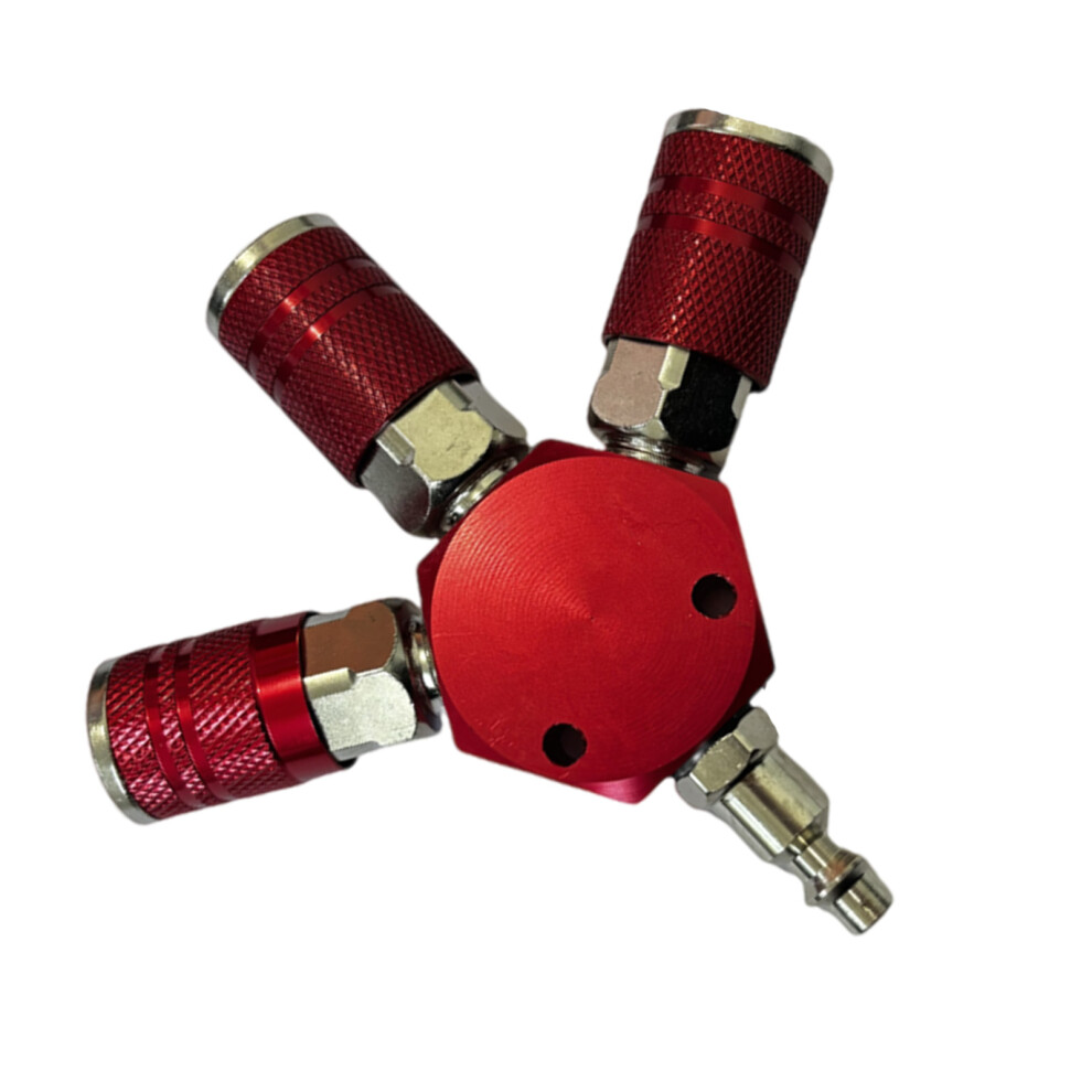 Three Way Manifold Quick Coupler Coupling For Air- Red 7751000470852