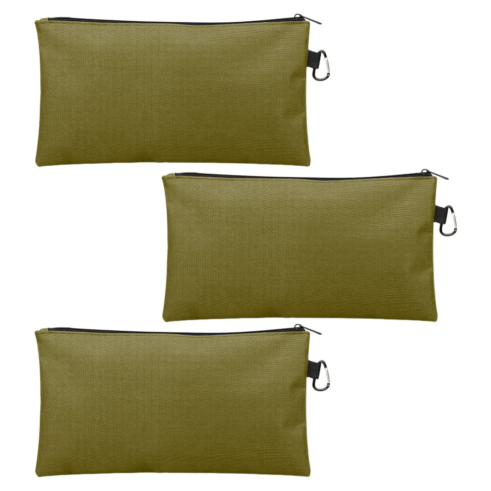 3Pcs Tool Pouch Zipper Bag Small Tool Bag With Carabiner-Khaki 7751000471163