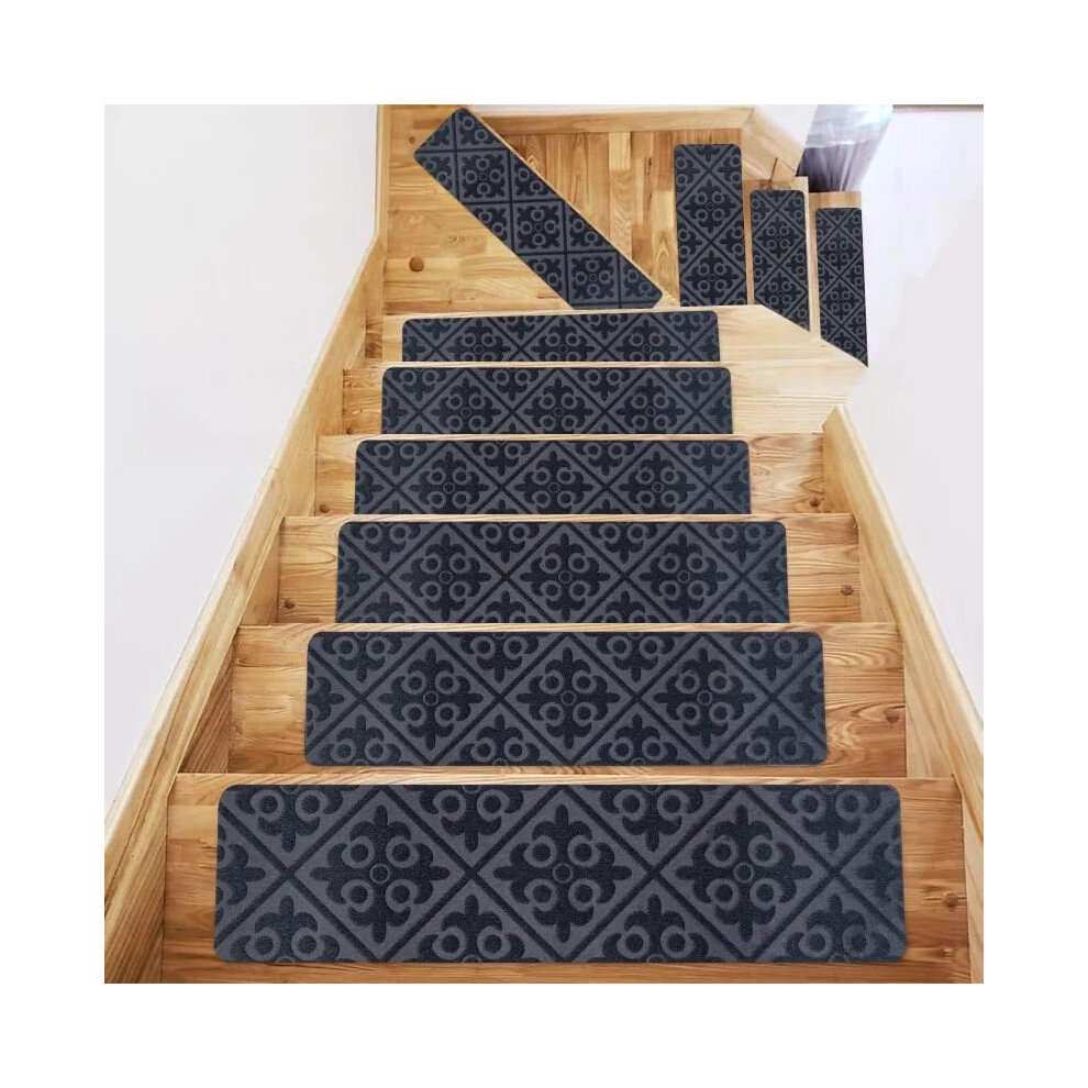Non Slip Stair Treads Carpet Mats 76X20cm Self Adhesive For Wooden Steps Noise Reduction 5Pcs 9339159899878