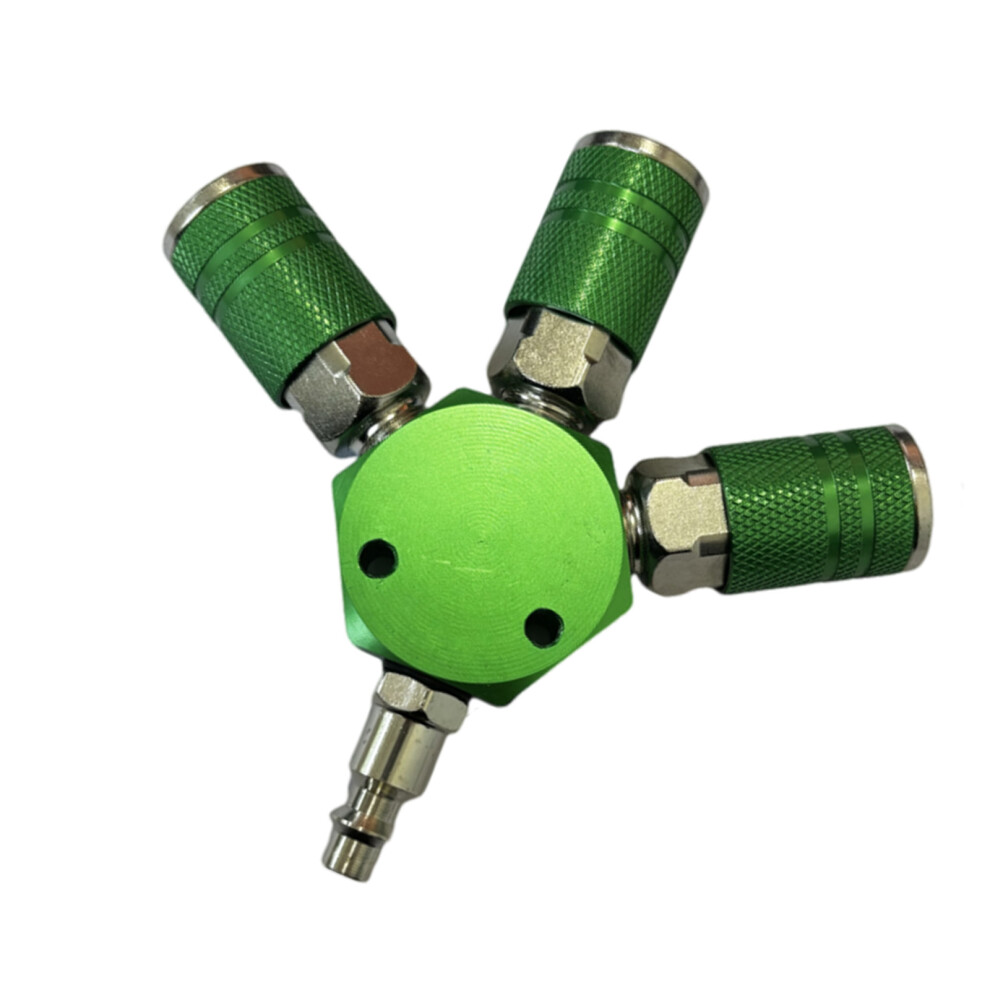3 Way Quick Connectors Air Compressor Manifold Hose- Green 7751000470050