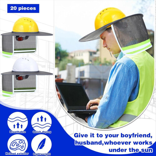 Hard Hat Sun Shade, High Visibility Visor Neck Shade with Reflective S 2