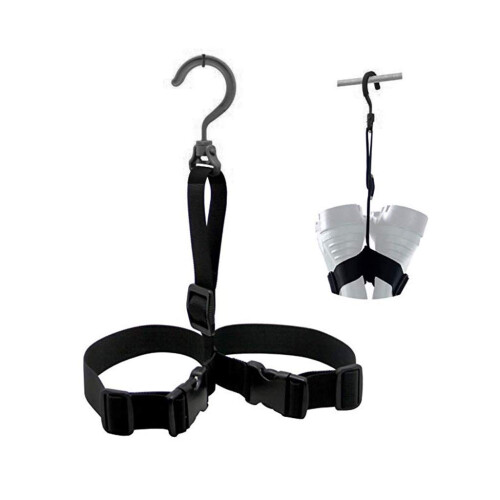 Fishing Wader Boots Hanger with Adjustable Buckle Strap and 360 Rotating Hook for Quick Drying