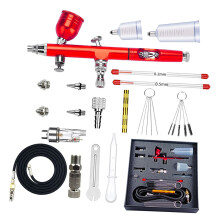 Airbrush Kit Dubbelwerkende airbrushpistolen met-Rood