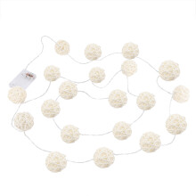 Battery Powered String Lights, Warm White 3M 20 LED Rattan Ball String Lights for Indoor Use, Indoor Fairy String Lights with Sepak Takraw Ball Style