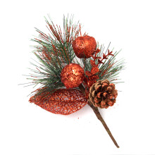 Umelé vianočné ozdoby, trblietavé červené borovicové ozdoby na vianočné vence a ozdoby na stromček, rozmer 25 x 15 cm