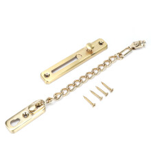 Fechadura de pressão antirroubo com mola, ferragens para portas em dourado polido com corrente de aço inoxidável resistente para maior segurança.