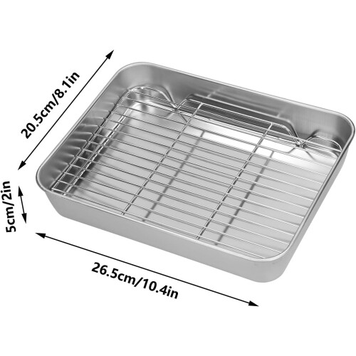 Grill and Casserole Dish with Grate, Square Pan with Insert (26.5x20.5x5cm) 1