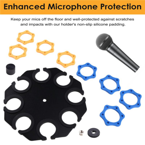 Multi Mic Holder for Wired and Wireless Mics, Organizes  to 8 Mics, Black 1