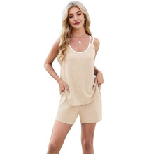 Conjunto Casual Feminino de Verão de 2 Peças Cáqui M