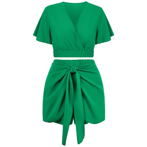 Top and Shorts Set Green S 1