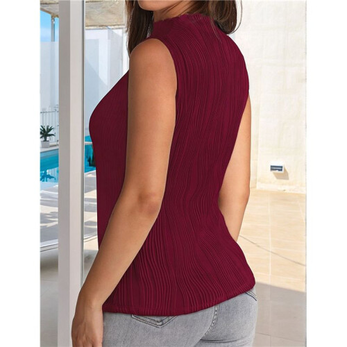 Women'S Sleeveless Tank Top Wine Red L 2