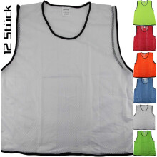 Set of 12 Adult Bibs Size XL Colors: Neon Yellow, Neon Orange, Neon Green, Red, Blue, White for Football Men Women Sports Handball