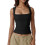 Women'S Square Neck Sleeveless Tank Tops Black L 1