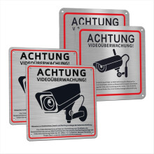 4pack Video Surveillance Sign, Private Property, 15x15 cm Metal Warnin