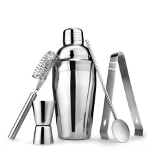 Professional Stainless Steel Cocktail Shaker Set, 5 Piece Bartender Kit for Home and Bar Drinks
