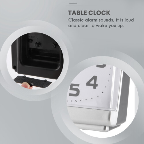 Bedroom Desktop Bed Wake  Clocks Bedroom Beside Student Plastic Silent Sweeping Small Table Clock Alarm Clock-White 2