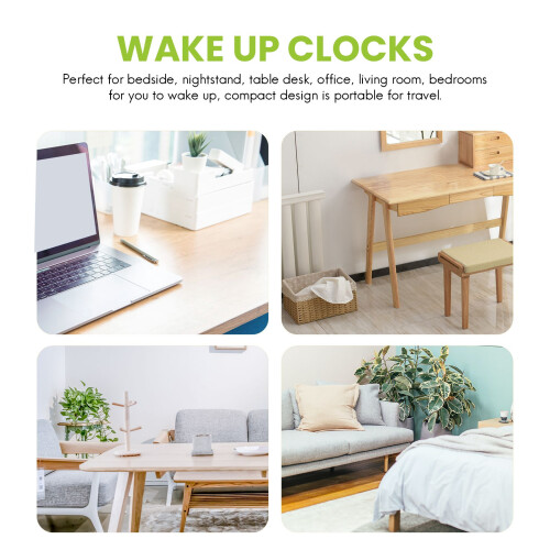 Bedroom Desktop Bed Wake  Clocks Bedroom Beside Student Plastic Silent Sweeping Small Table Clock Alarm Clock-White 1