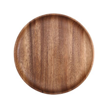 Round Solid Wood Board Whole Acacia Wood Fruit Plate Wooden Saucer Tea Plate Dessert Dinner Breakfast Plate