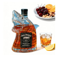 Shark Shaped Glass Whiskey Decanter with Unique Art Design, Flavor Preserving Gift for Wine Lovers