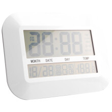 Digital Wall Clock Battery Operated Simple Large LCD Alarm Clock Temperature Calendar Date Day for Home Office