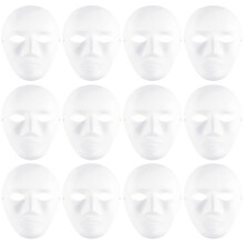 White Mask,12Pcs Halloween Full Face Mask Blank DIY Mask Dance Cosplay Party Plain Masquerade Paper Mask to Decorate
