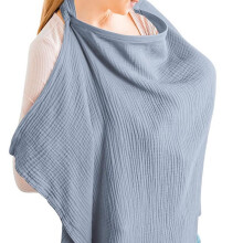 Muslin Nursing Cover, Adjustable Privacy Nursing Apron, Breathable Breastfeeding Cover, 75x95 Cm, Light Blue