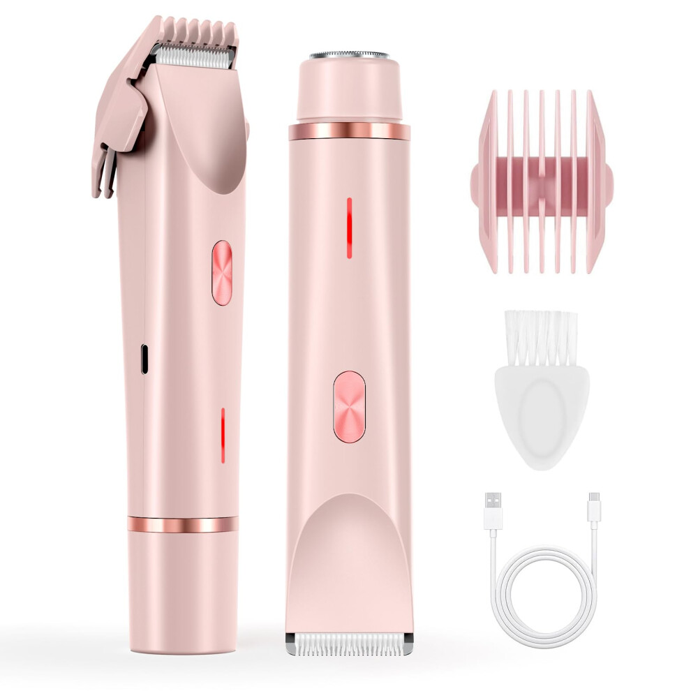 Pink Women's Electric Shaver And Bikini Trimmer 2In1 Ipx7 Waterproof Usb Rechargeable Razor