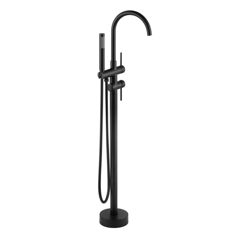 Freestanding Bathtub Faucet Matte Black Floor Mount Brass Tub Filler With Handheld Shower Sprayer For Bathroom 9119770521521