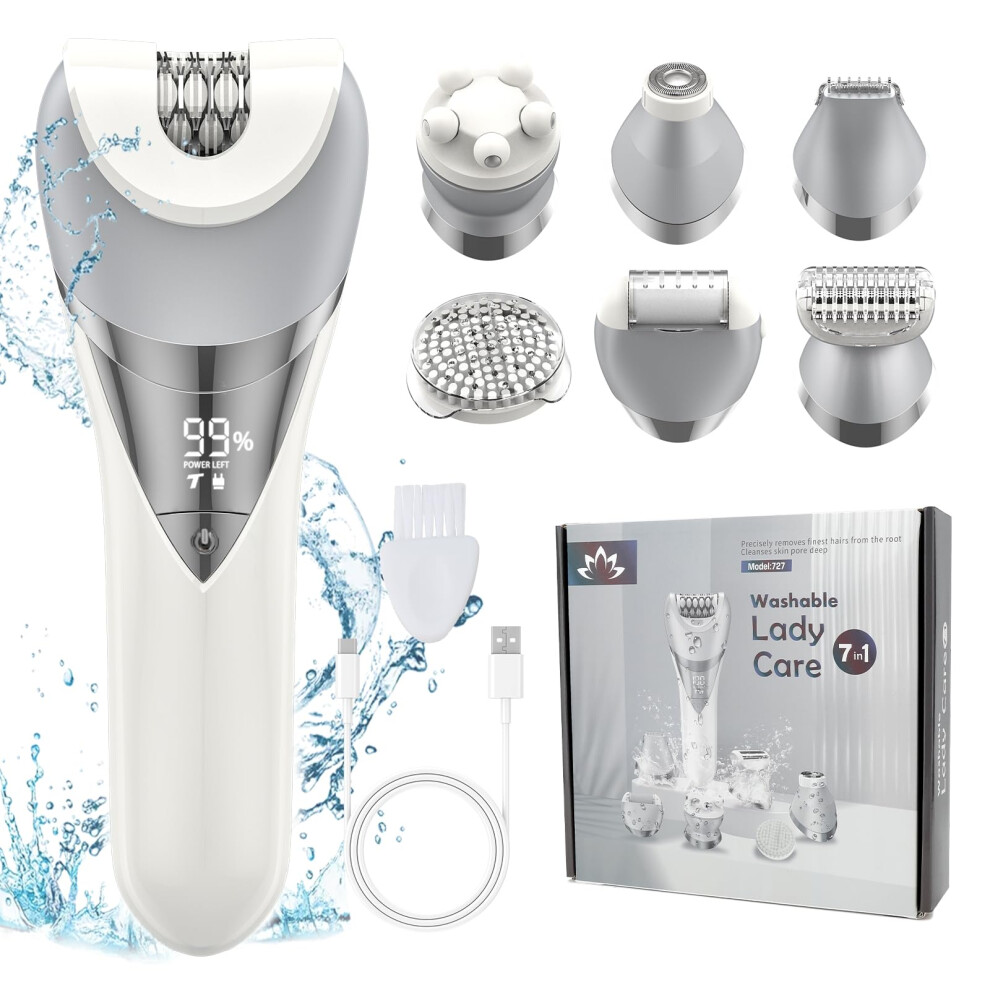 Epilator for Women 7in1 Rechargeable Electric Shaver Painless Waterproof Wet Dry Hair Removal