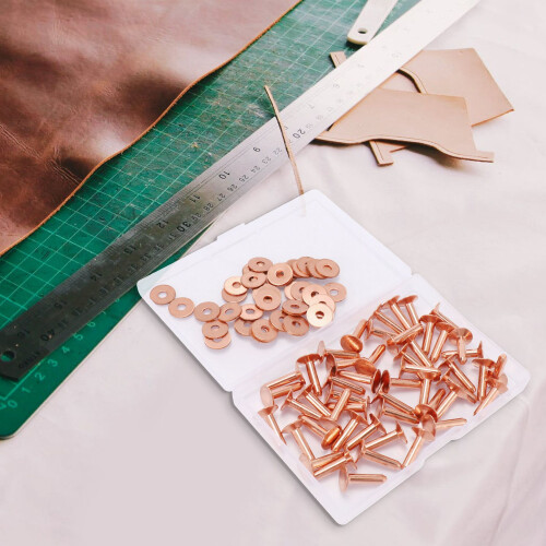 50 Sets Copper Rivets and Burrs, for Leather Belts Wallets Collars DIY 2