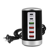 65-W-USB-Schnellladegerät-Hub mit Quick Charge QC3.0 und 6 Ports (Typ C PD)