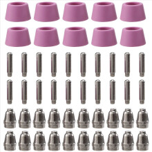 50-teiliges Plasma-Schneidbrenner-Verschleißteile-Set: Elektroden, Düsen, Becher -