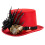 Gothic Tall Hat With Skeleton Hand Flower Decoration Gothic-Red 1
